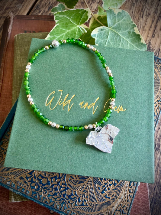 Ivy leaf and Chrome Diopside bracelet