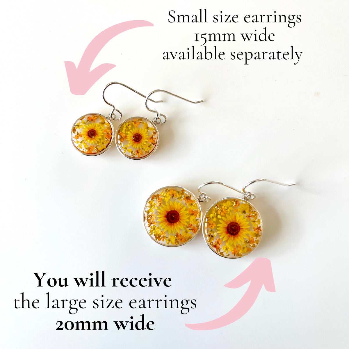 Sunflower earrings larger size
