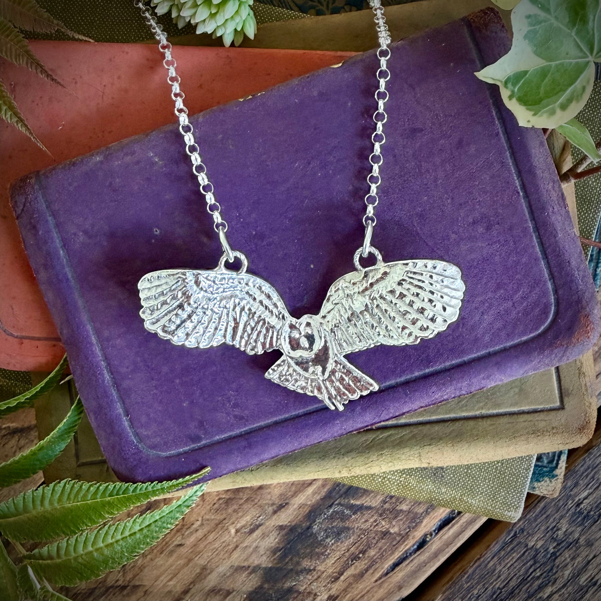 Silver owl necklace