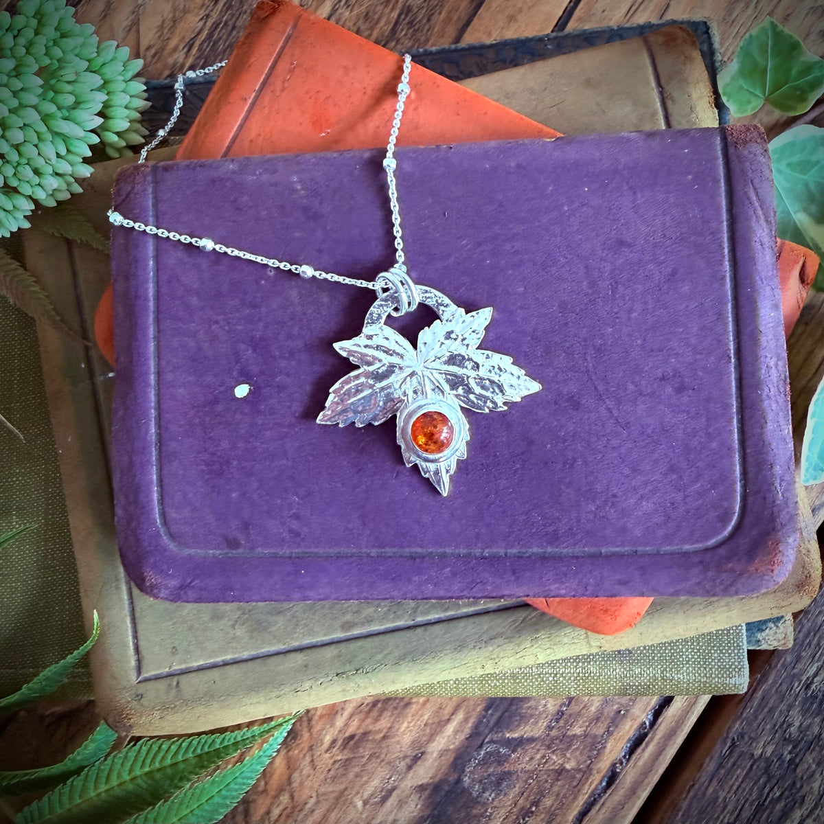 Silver leaf pendant