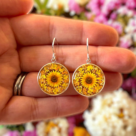 Sunflower earrings larger size