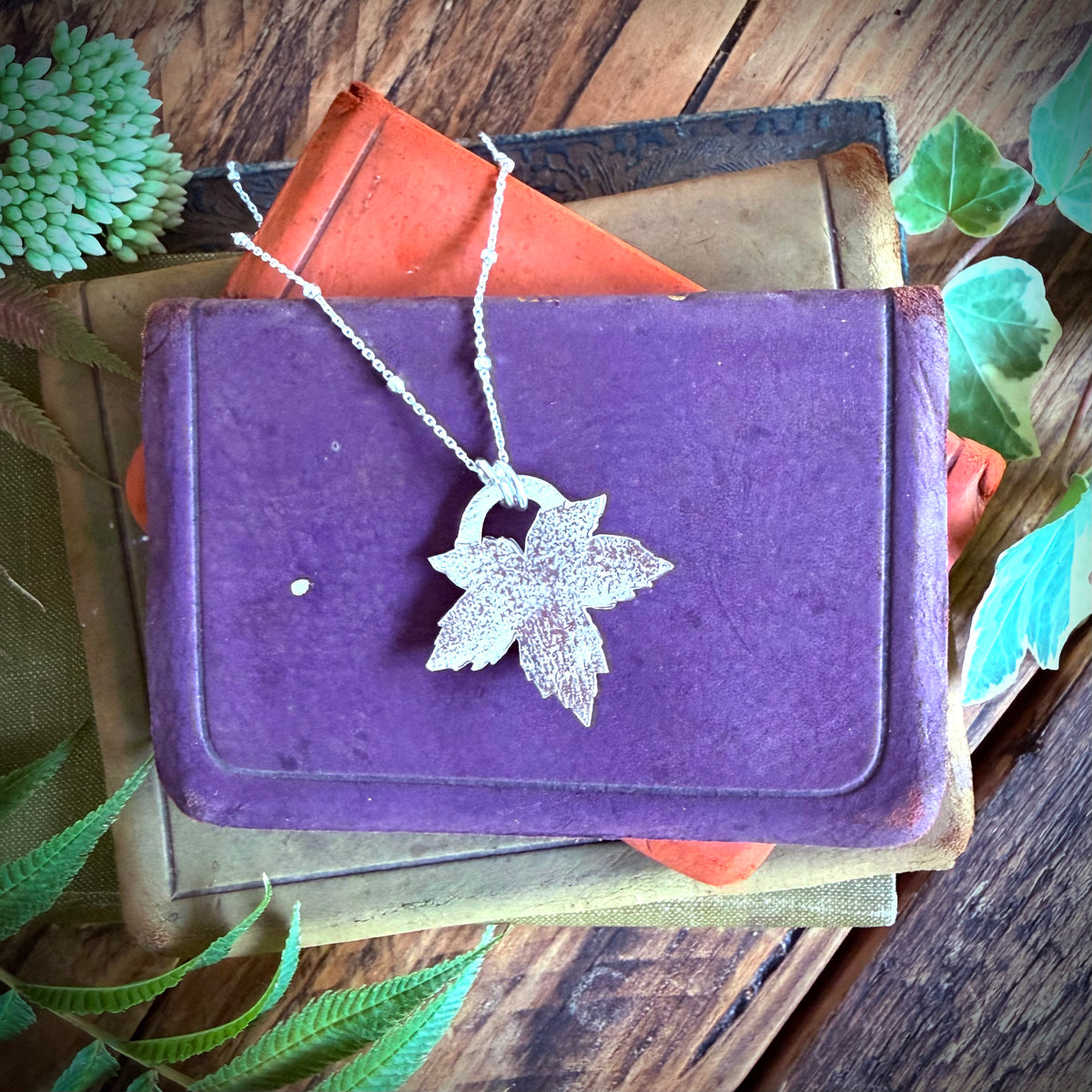 Silver leaf pendant
