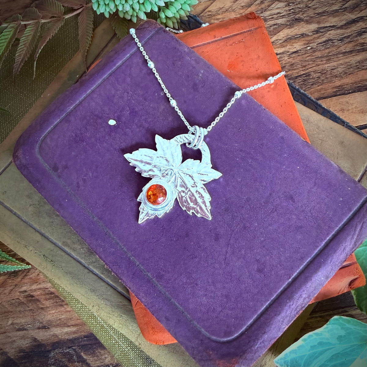Silver leaf pendant