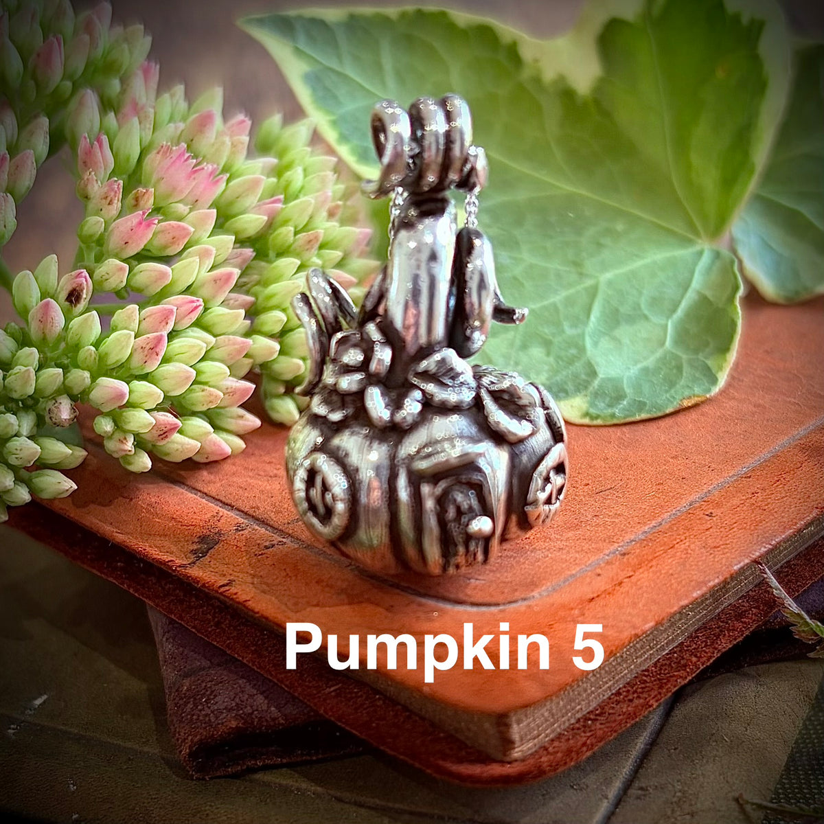 Silver pumpkin fairy necklace