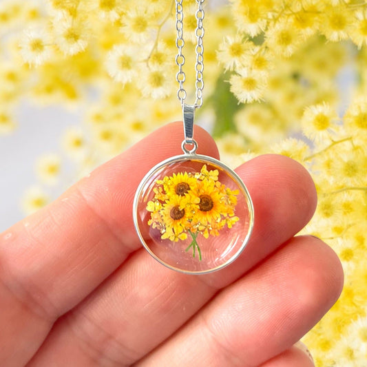 Sunflower bouquet necklace