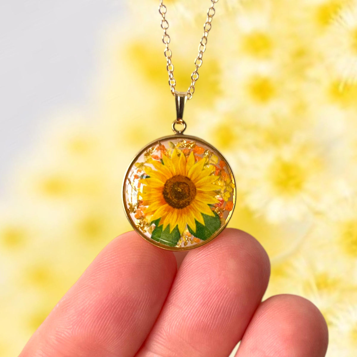 Gold sunflower necklace
