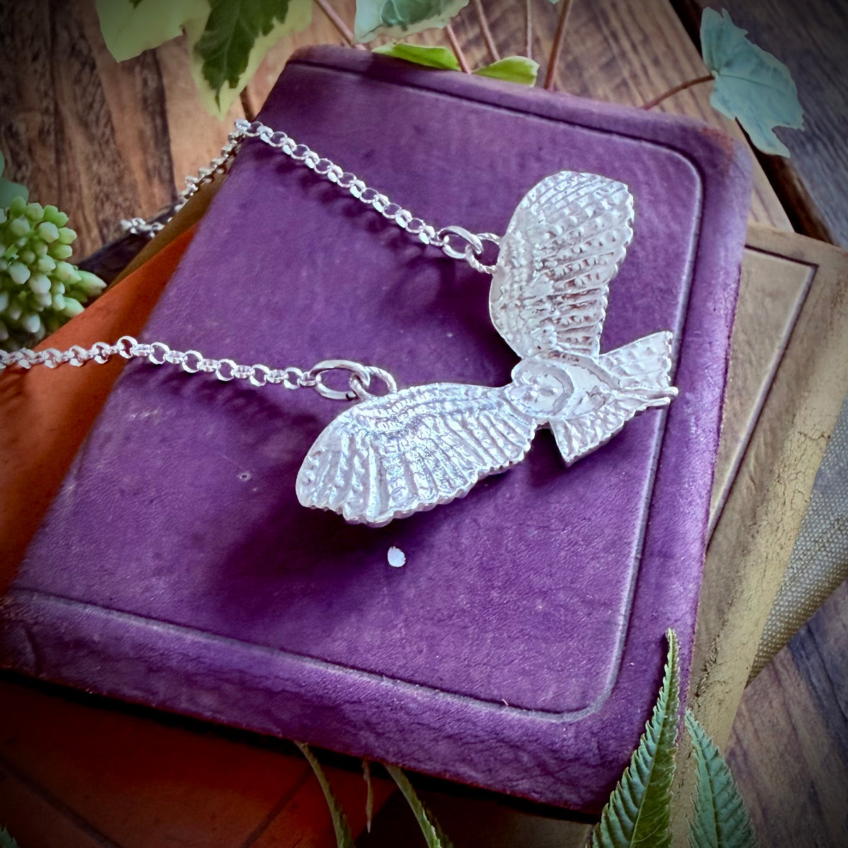 Silver owl necklace