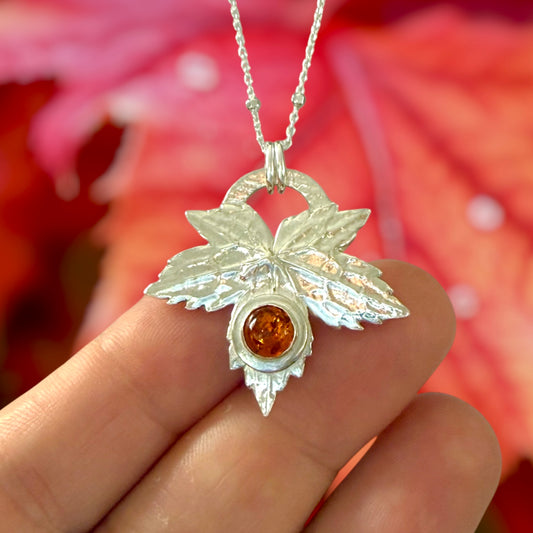 Silver leaf pendant