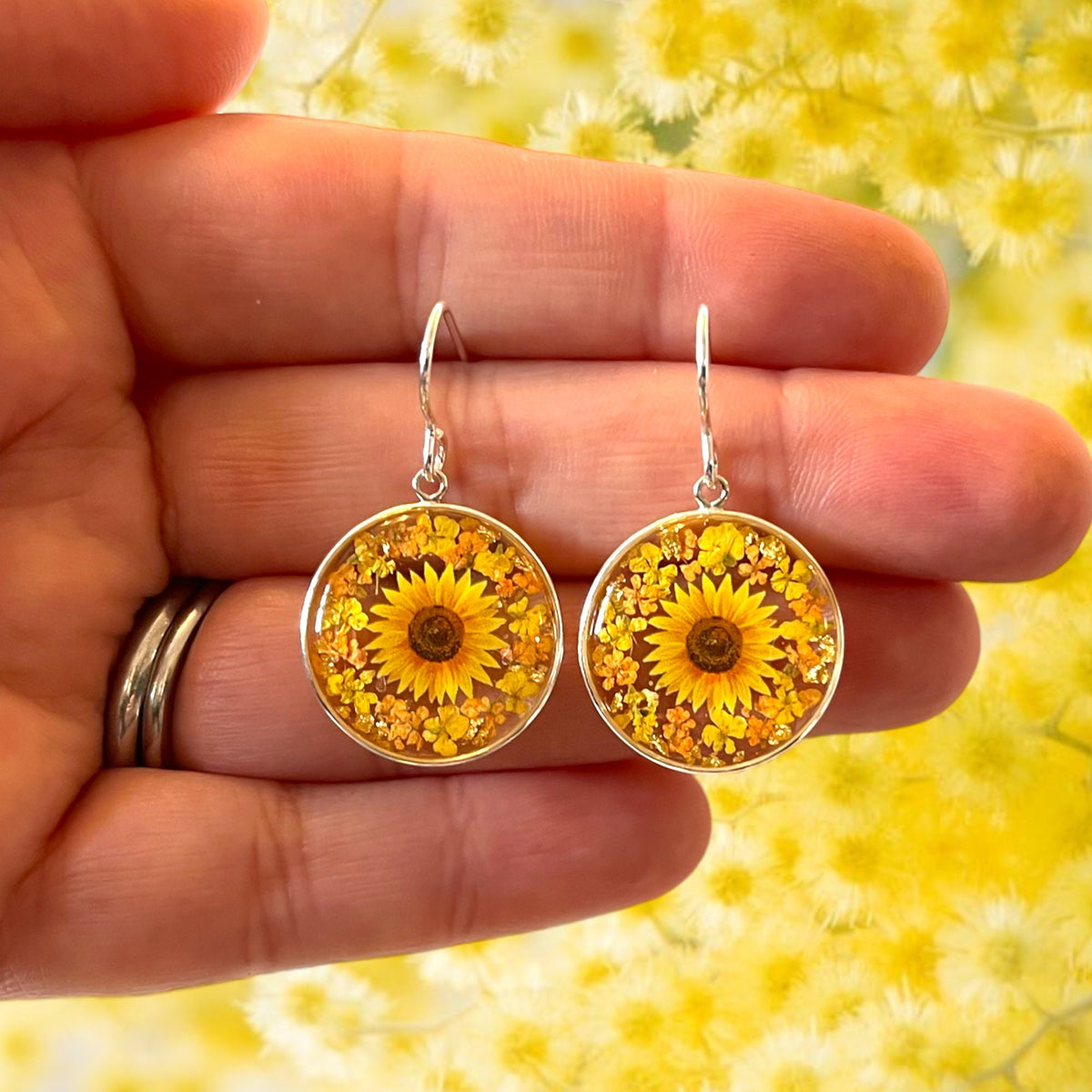 Sunflower earrings larger size