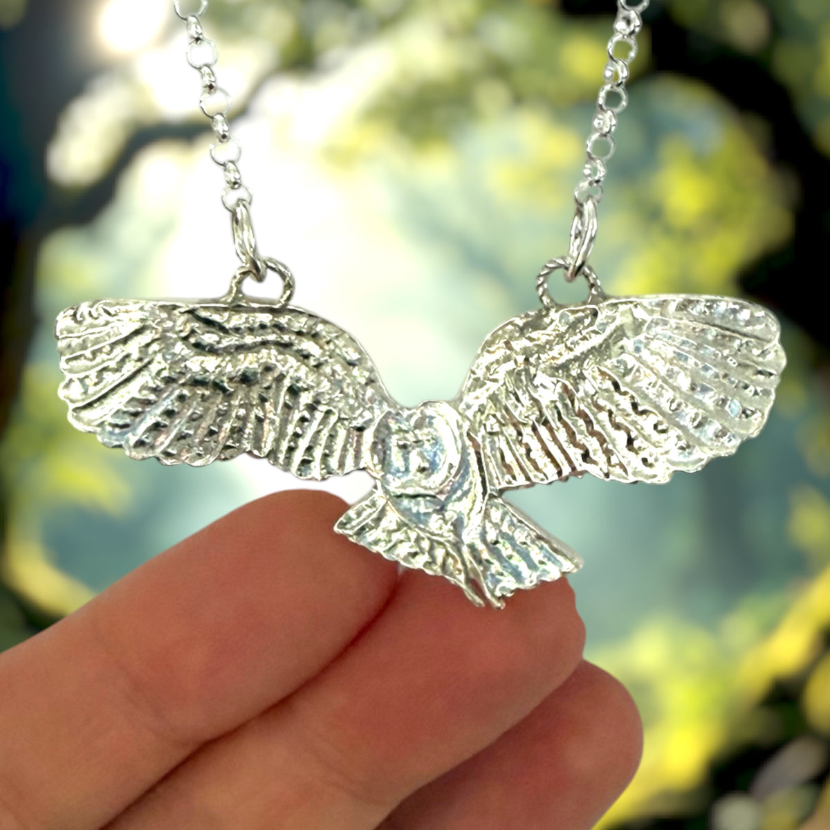 Silver owl necklace