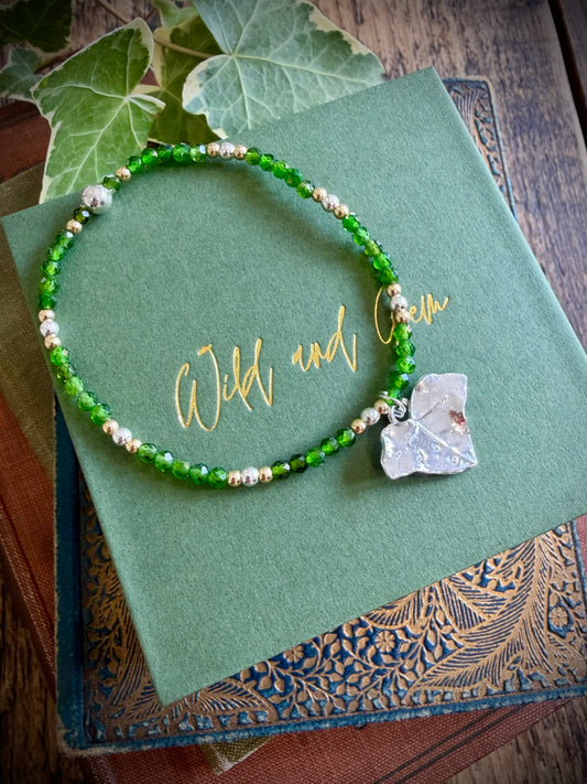 Ivy leaf and Chrome Diopside bracelet