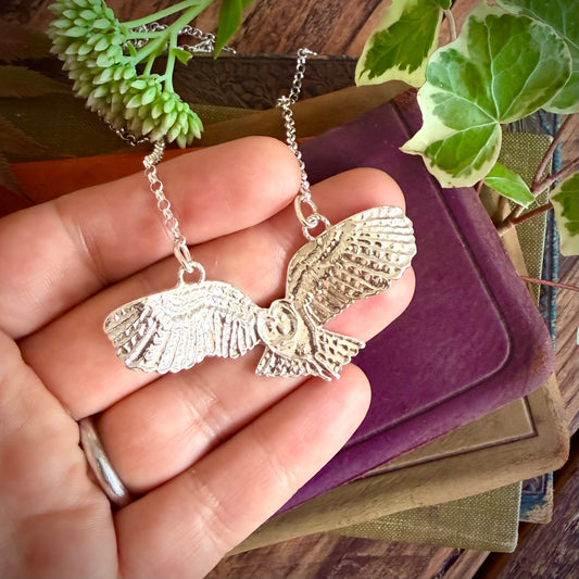 Silver owl necklace
