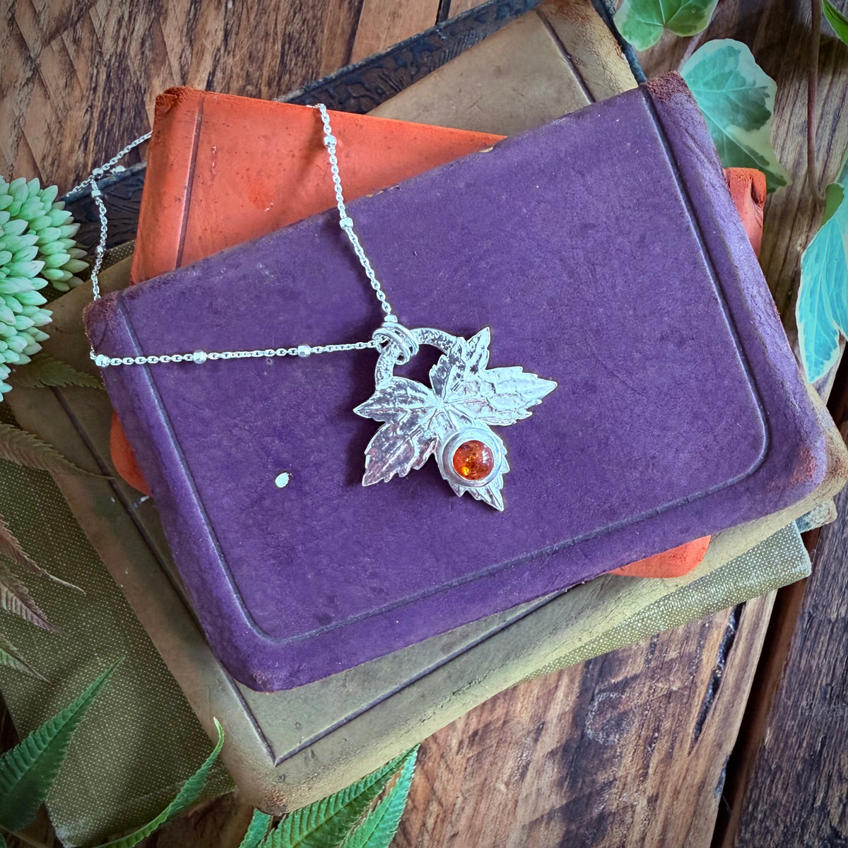 Silver leaf pendant