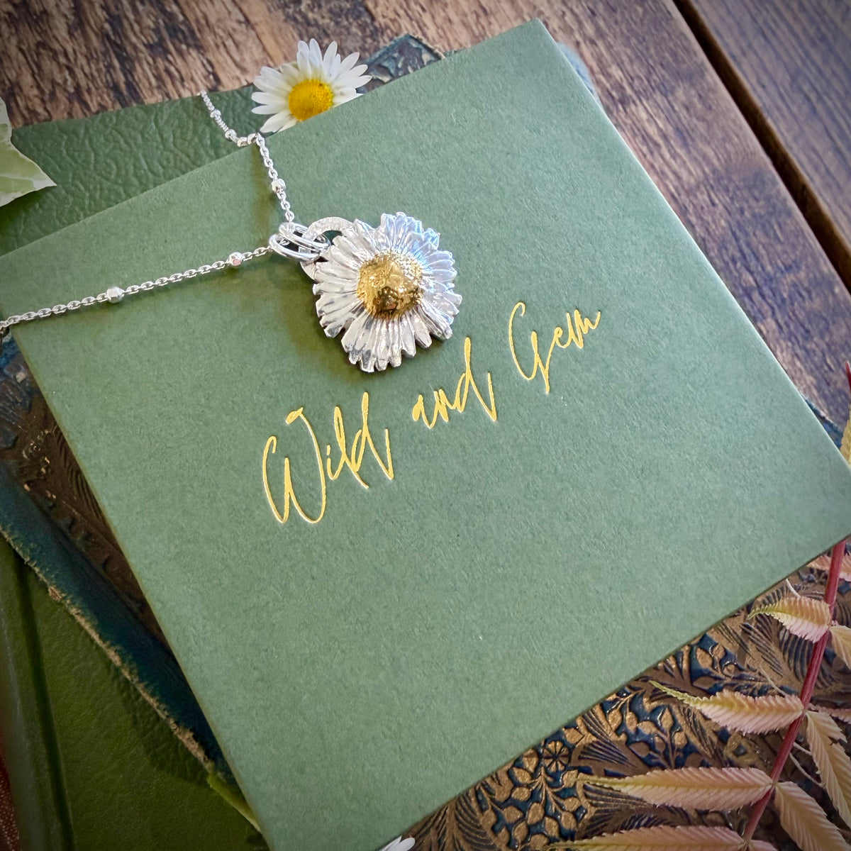 Silver and 24k gold daisy