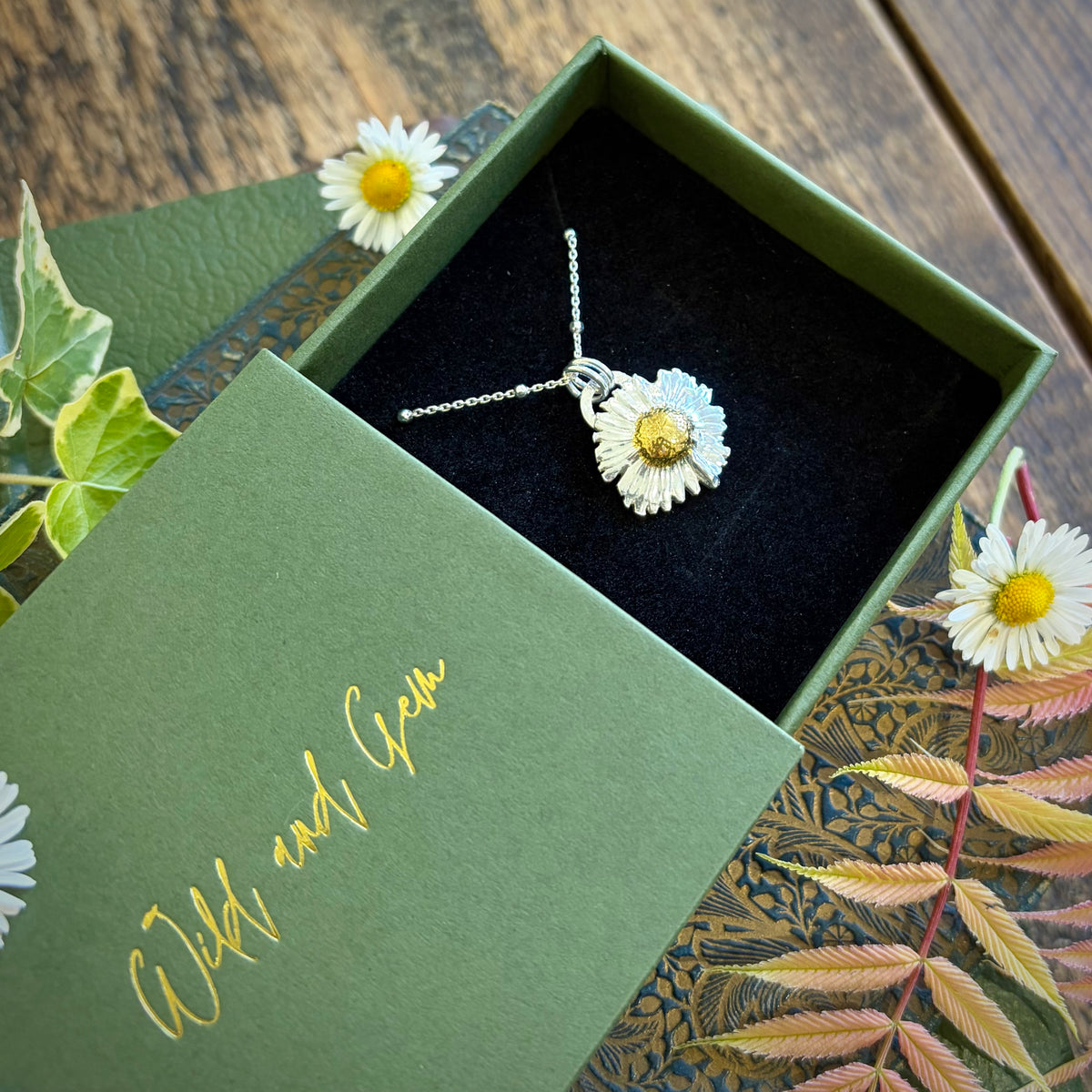 Silver and 24k gold daisy