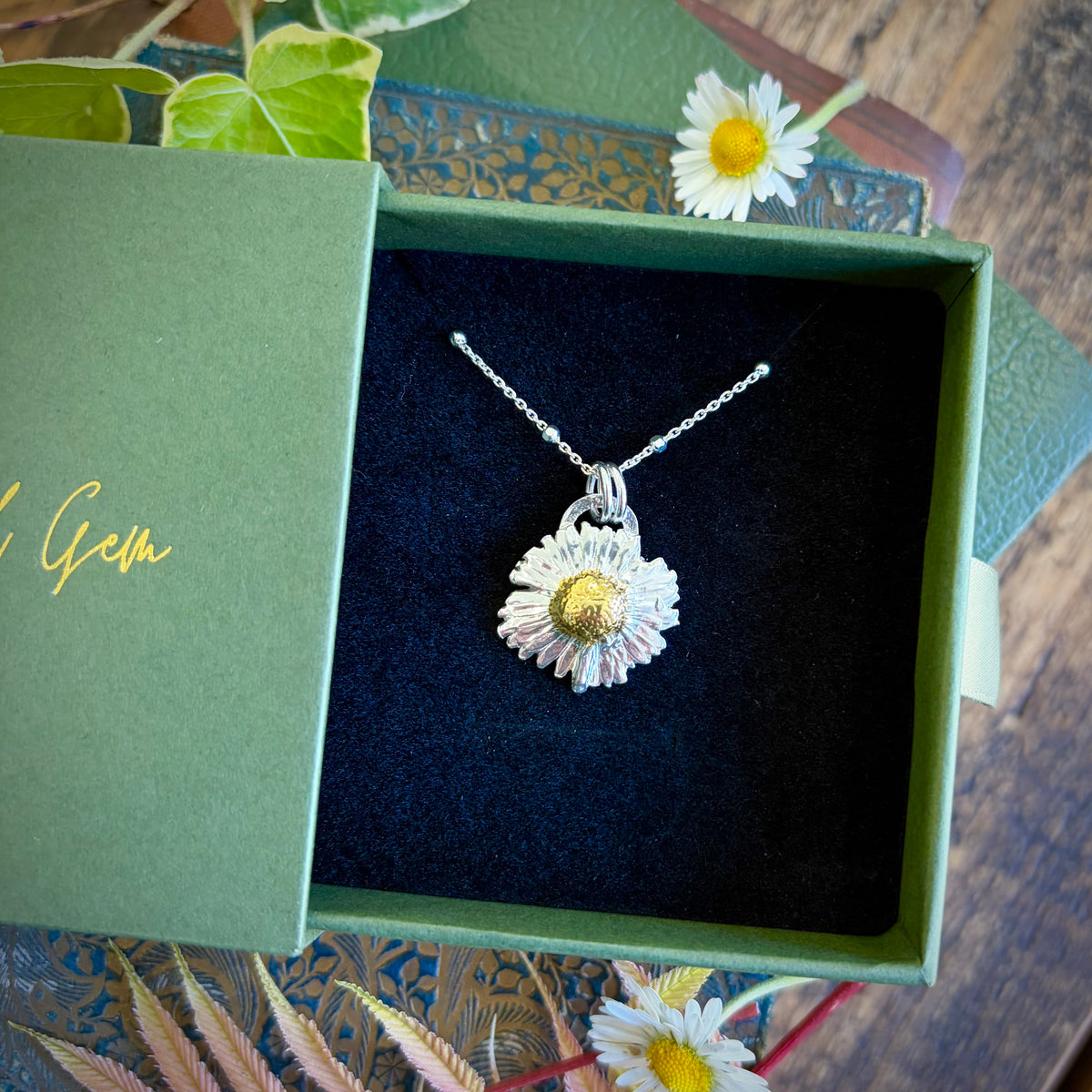 Silver and 24k gold daisy