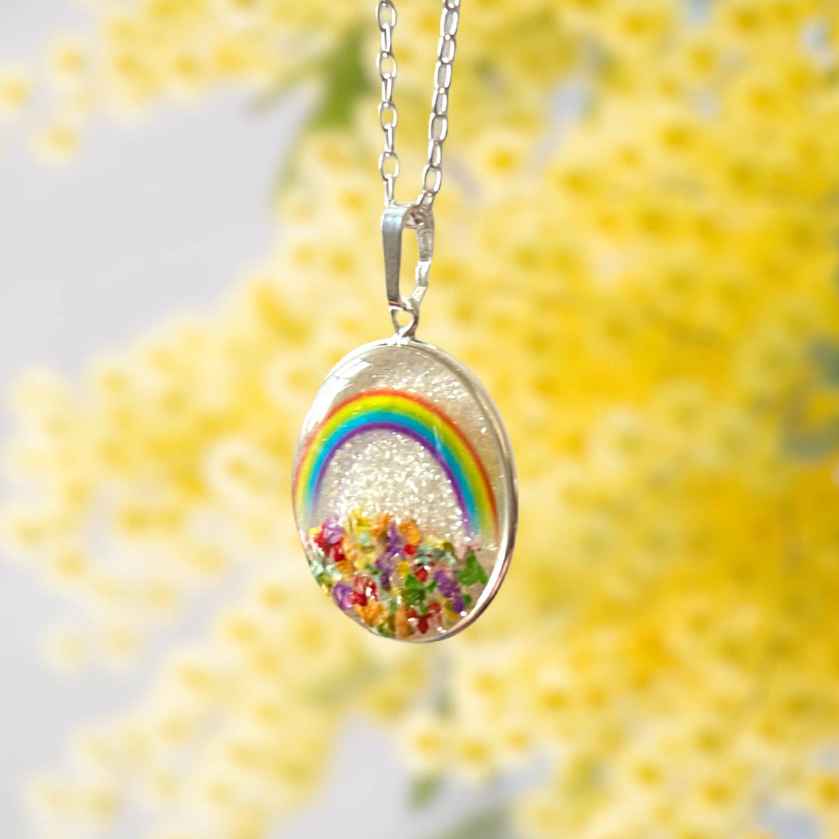 Silver rainbow necklace