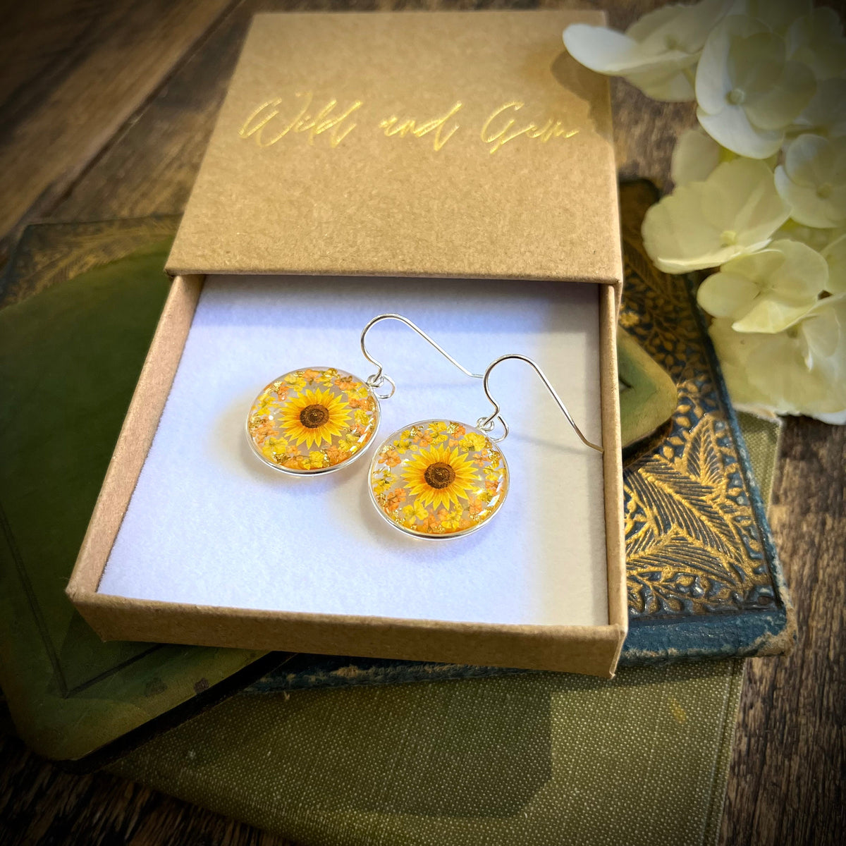 Sunflower earrings larger size
