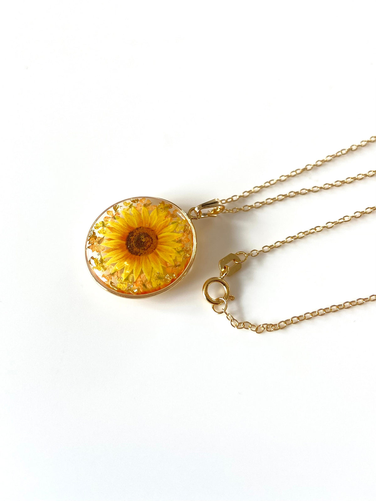 Gold full sunflower necklace