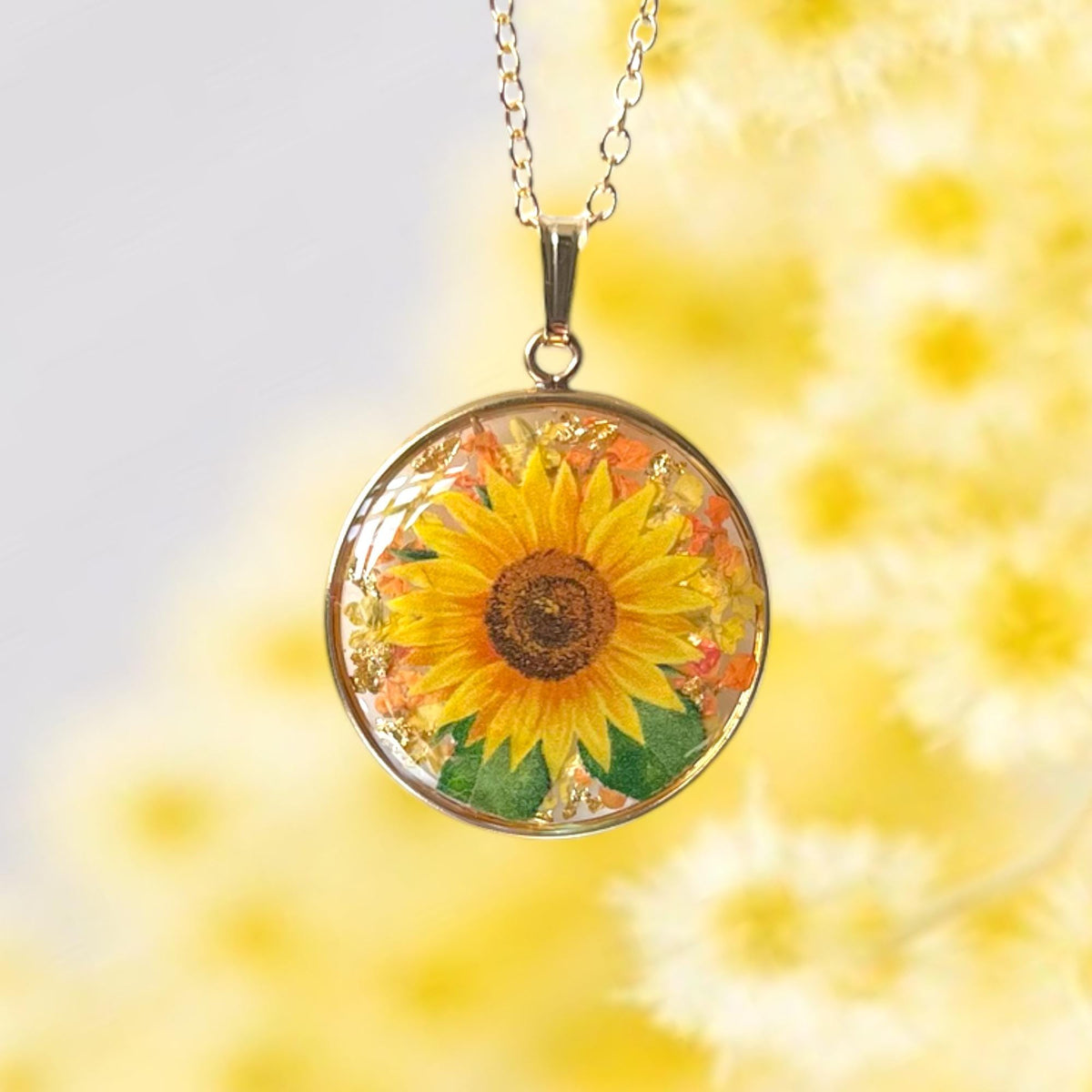 Gold sunflower necklace
