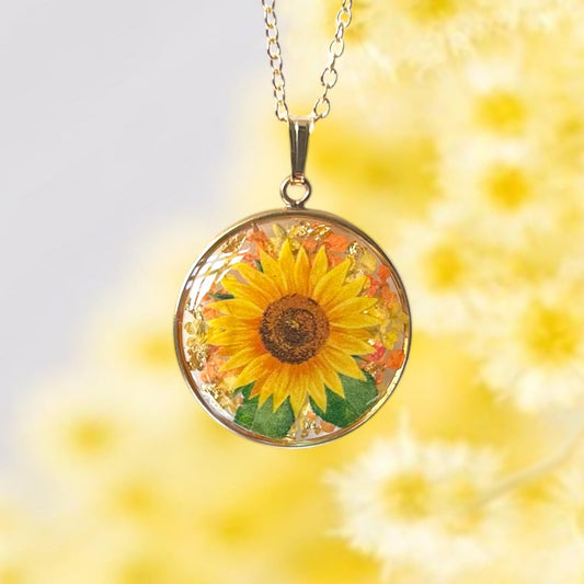 Gold sunflower necklace