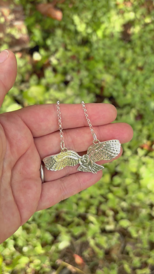 Silver owl necklace